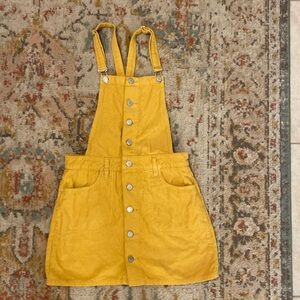 Corduroy yellow overall dress